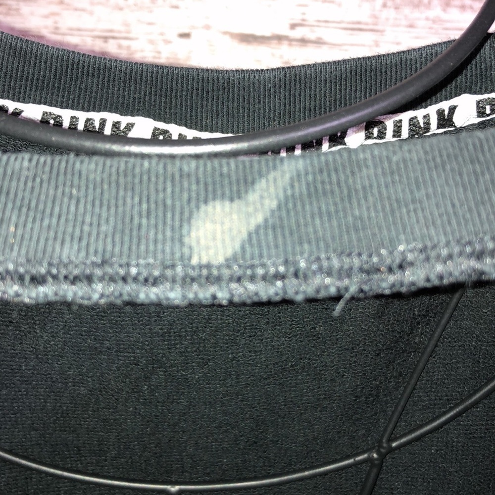 Pink Victoria's Secret sweatshirt crew neck top size medium black and white​​​ - Picture 4 of 6